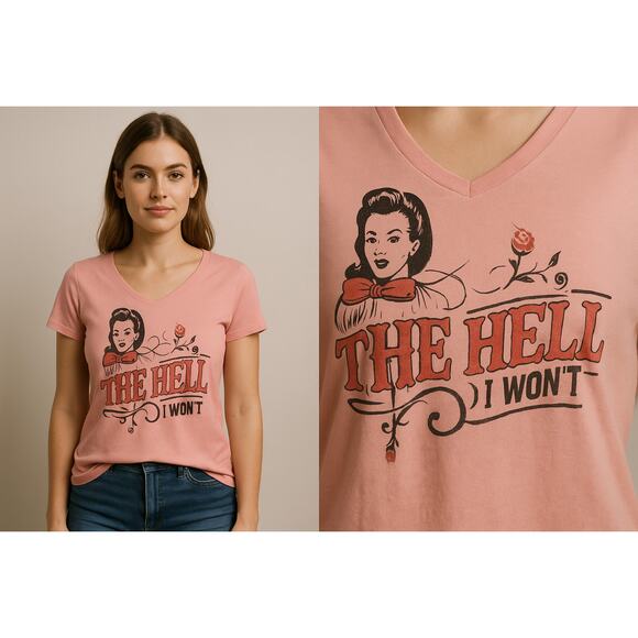 Port & Co. “The Hell I Won’t” Cowgirl Graphic Tee M Western Snarky Humor Gift - Picture 1 of 9